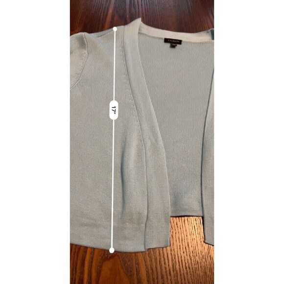 Talbots Open Cropped Cardigan Sweater Light Blue Women’s Small Scalloped Shrug - Picture 9 of 14